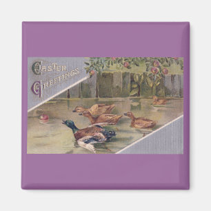 Ducks After Apple Vintage Easter Magnet