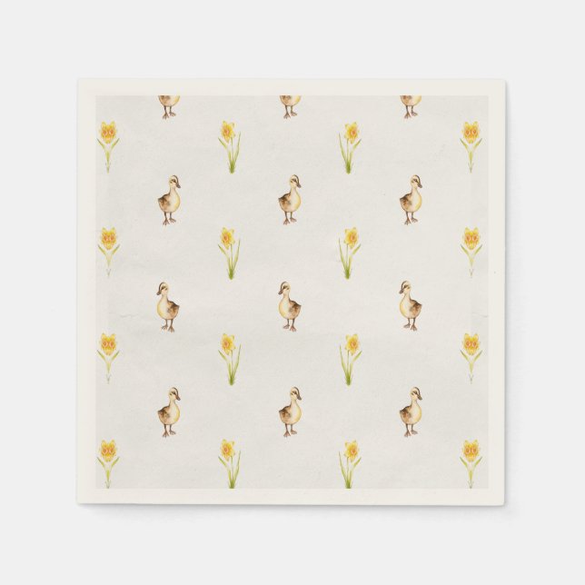 Ducks And Daffodils Quack into Spring  Napkin (Front)