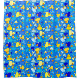 Ducks-and-Dots-Style 3 Blue 3-SHOWER CURTAIN