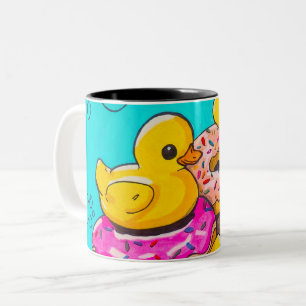 Ducks and Doughnuts  Two-Tone Coffee Mug