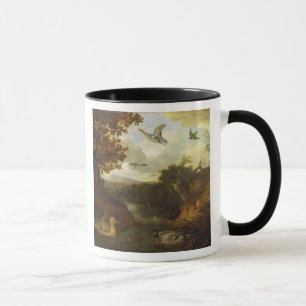 Ducks and other birds about a stream in an Italian Mug