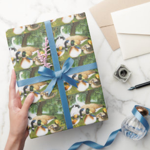 Ducks and swan birds wrapping paper