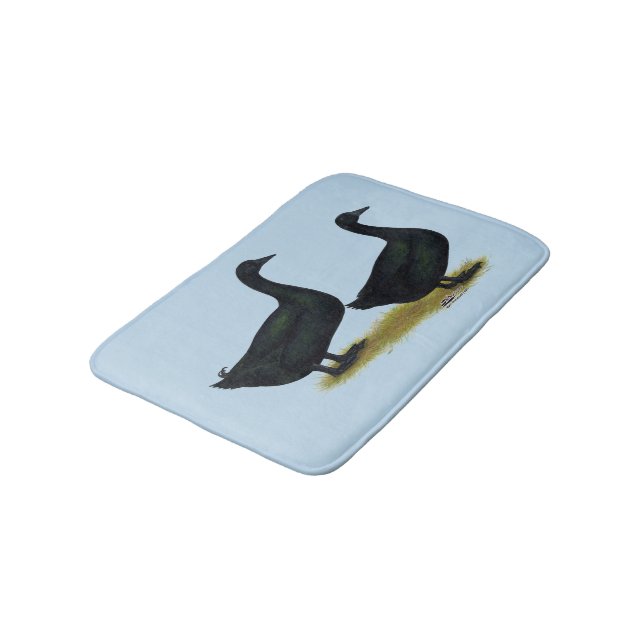 Ducks:  Black Cayugas Bath Mat (Angled)