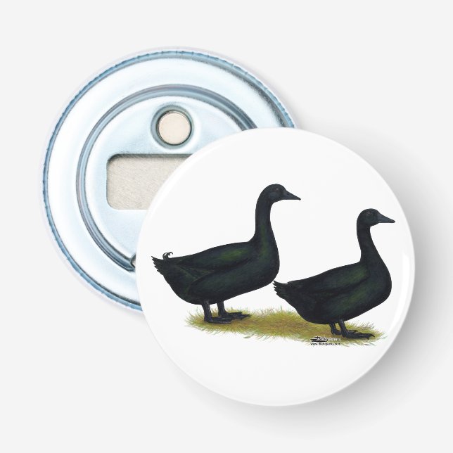 Ducks:  Black Cayugas Bottle Opener (Front)