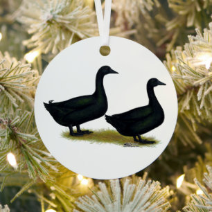 Ducks:  Black Cayugas Metal Tree Decoration