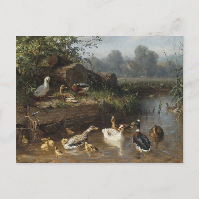 Ducks by the Stream by Carl Jutz Postcard (Front)