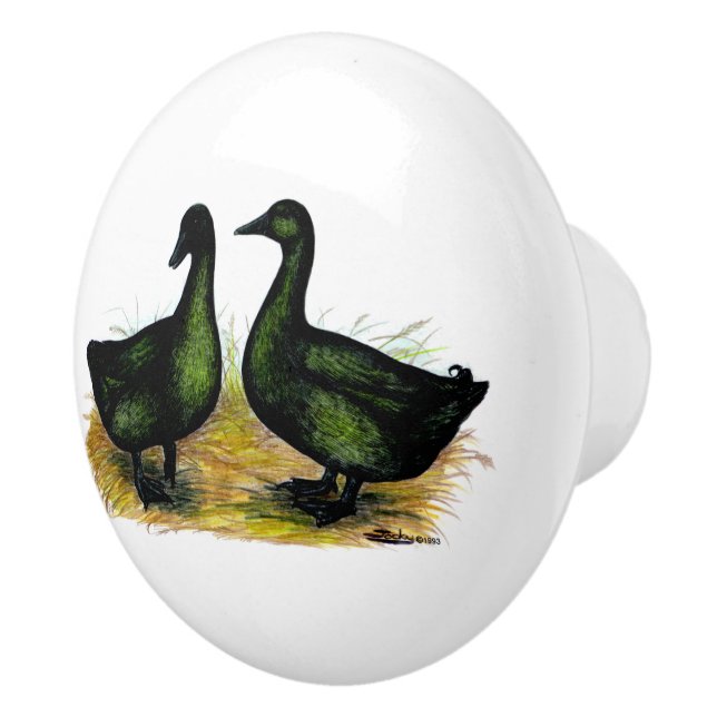 Ducks:  Cayuga Pair Ceramic Knob (Right)