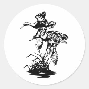 DUCKS FLYING CLASSIC ROUND STICKER