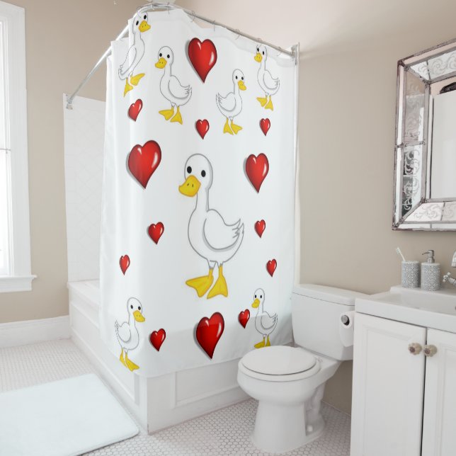 Ducks heart shower curtain (In Situ)