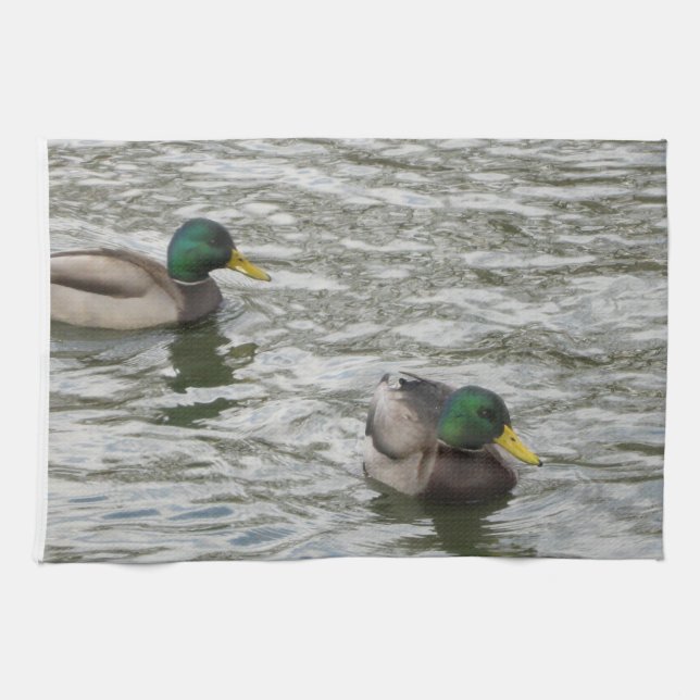 Ducks in a pond tea towel (Horizontal)