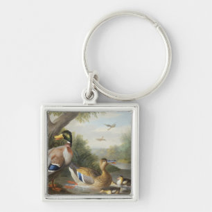 Ducks in a River Landscape Key Ring