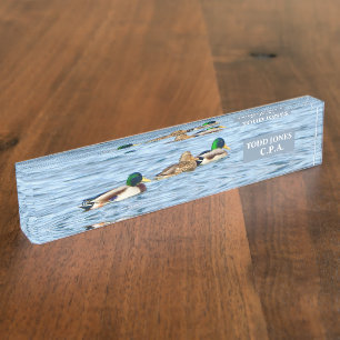 DUCKS IN A ROW GLIDING ACROSS POND/PERSONALIZE IT NAMEPLATE