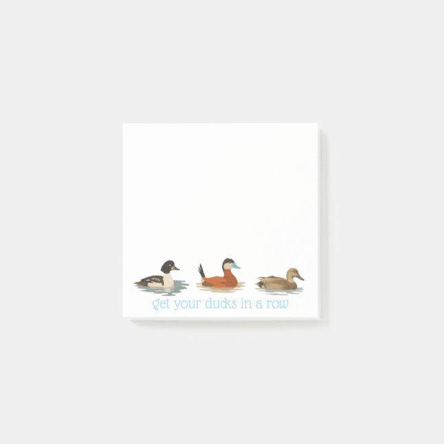 Ducks in a Row Sticky Note Pad (Front)