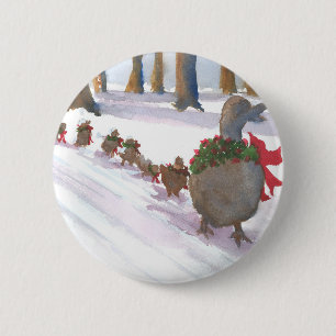 ducks in boston common during the winter holidays 6 cm round badge