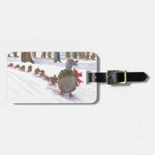 ducks in boston common during the winter holidays luggage tag