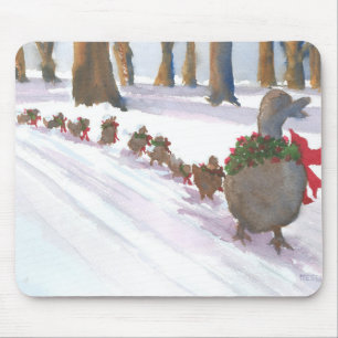 ducks in boston common during the winter holidays mouse mat