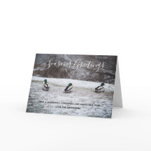 Ducks in Winter Snow Christmas Photo Personalised