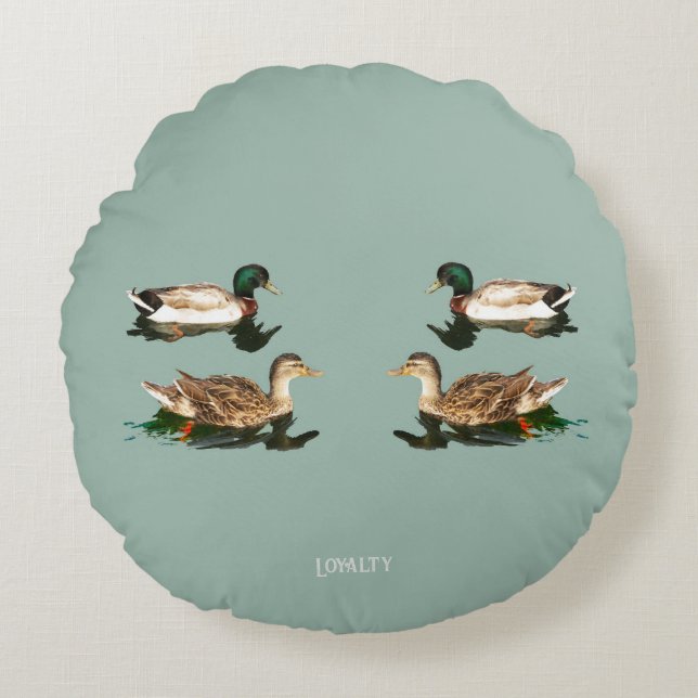 Ducks mallards round cushion (Front)