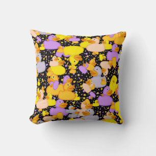Ducks-n-Dots-Style-1-Black-Sq THROW PILLOW