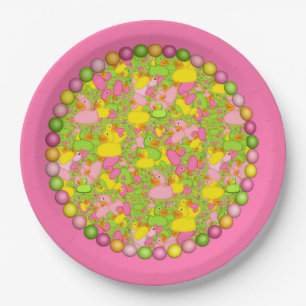 Ducks-n-Dots-Style-2-Pink-PAPER PLATE
