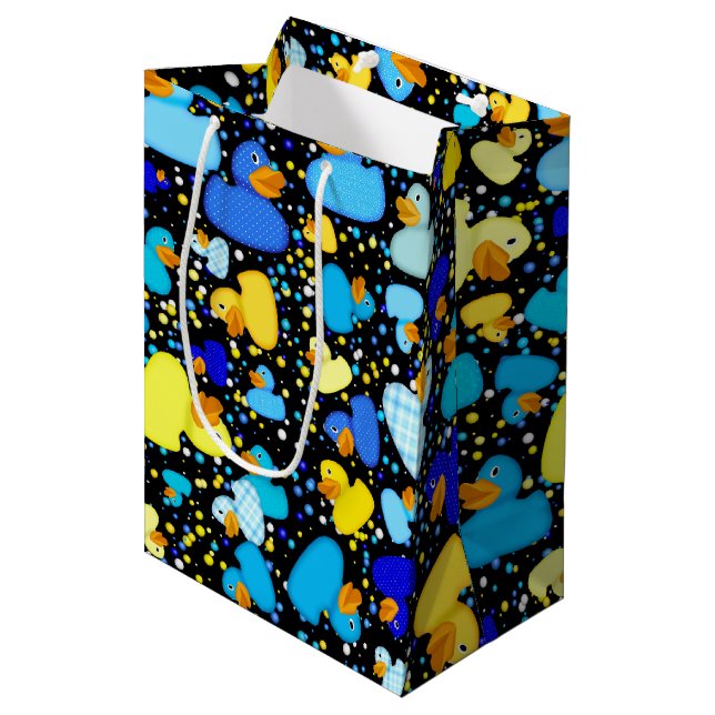 Ducks-n-Dots-Style-3-Black-GIFT BAG M (Front Angled)
