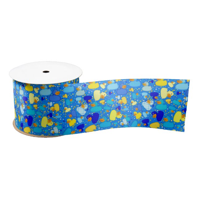 Ducks-n-Dots-Style-3-Blue 3-SATIN RIBBON SPOOL Satin Ribbon (Spool)