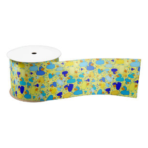 Ducks-n-Dots-Style-3-Lt Yellow-SATIN RIBBON SPOOL Satin Ribbon