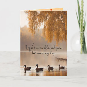 Ducks On Autumn Lake For Birthday Card