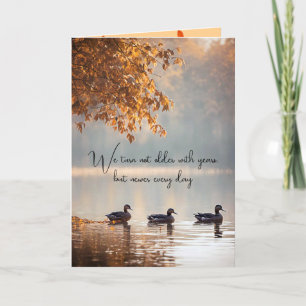 Ducks On Autumn Lake For Birthday Card