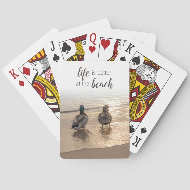 Ducks on Beach Playing Cards (Back)
