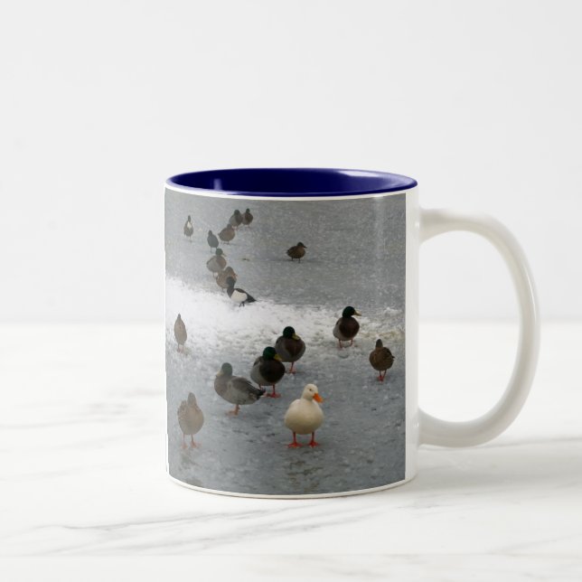 Ducks on Ice Two-Tone Coffee Mug (Right)