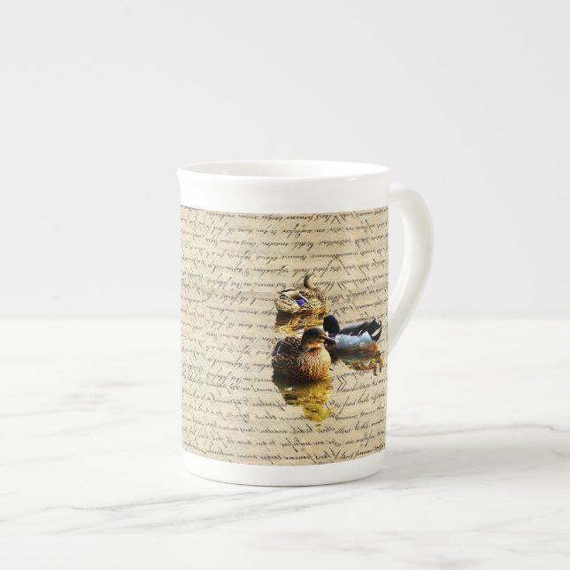 Ducks on vintage paper bone china mug (Front Right)