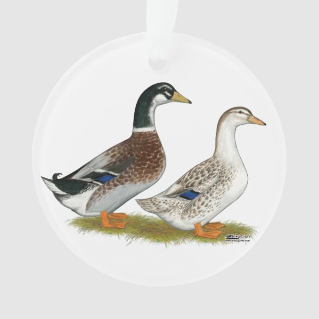 Ducks:  Silver Appleyard Ornament (Front)