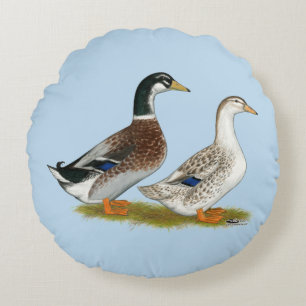 Ducks:  Silver Appleyard Round Cushion