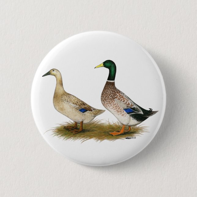 Ducks:  Silver Welsh Harlequin 6 Cm Round Badge (Front)