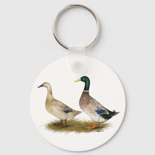 Ducks:  Silver Welsh Harlequin Key Ring (Front)