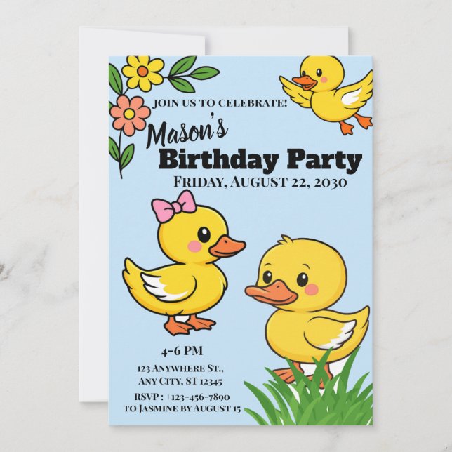 Ducks Theme  Invitation (Front)
