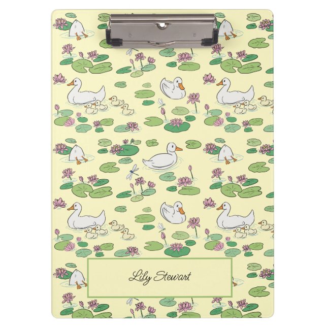 Ducks & Waterlily  Personalised Clipboard (Front)