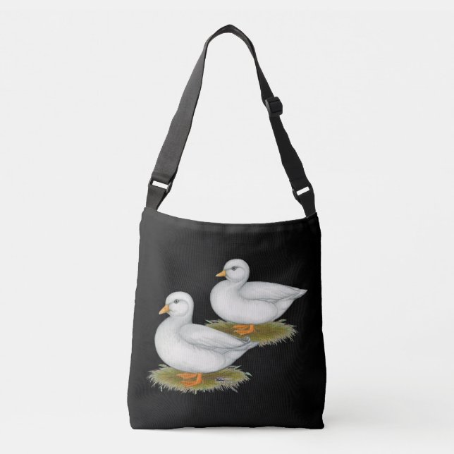 Ducks:  White Calls Crossbody Bag (Front)