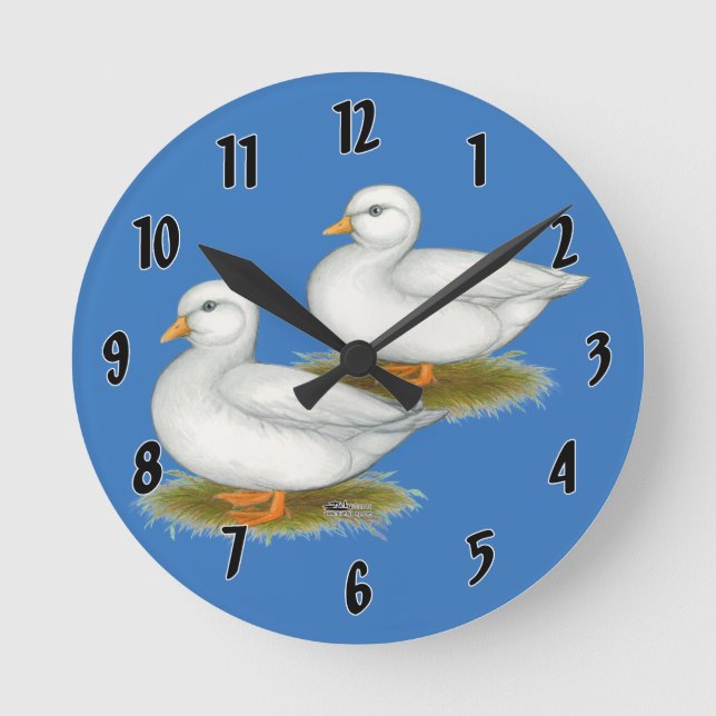 Ducks:  White Calls Round Clock (Front)