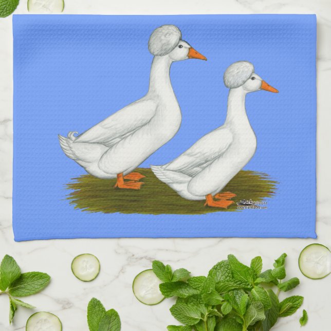 Ducks:  White Crested Tea Towel (Folded)