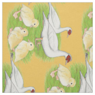 Ducks White Muscovy Family Fabric