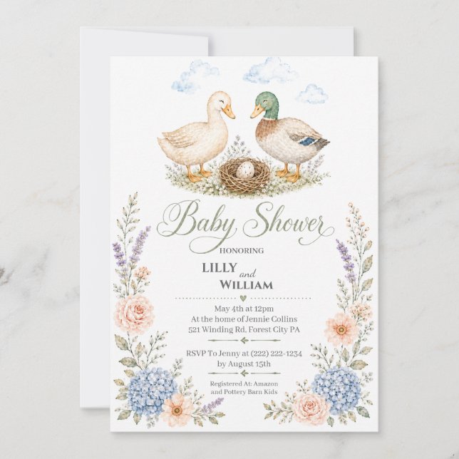 Ducks with Nest Baby Shower Invitation (Front)