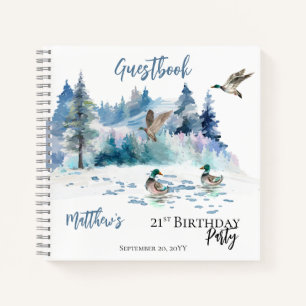 Ducks Woodland Forest 21st Birthday Guestbook Notebook