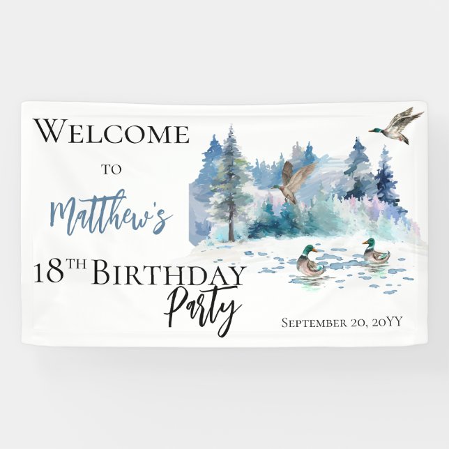 Ducks Woodland Forest Nature 18th Birthday Party Banner (Horizontal)