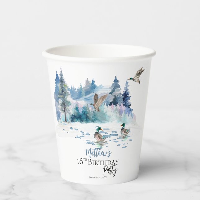 Ducks Woodland Forest Nature 18th Birthday Party Paper Cups (Front)