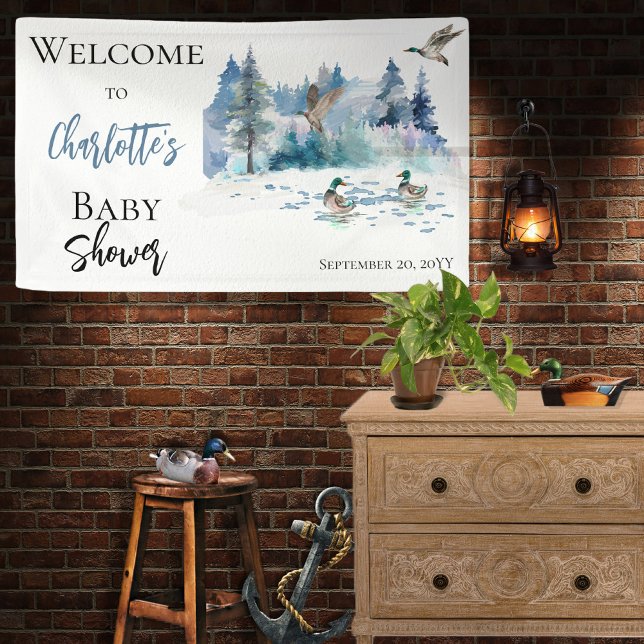 Ducks Woodland Forest Nature Boy Baby Shower Banner (Creator Uploaded)