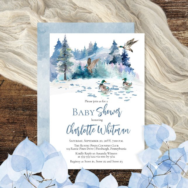 Ducks Woodland Forest Nature Boy Baby Shower Invitation (Creator Uploaded)