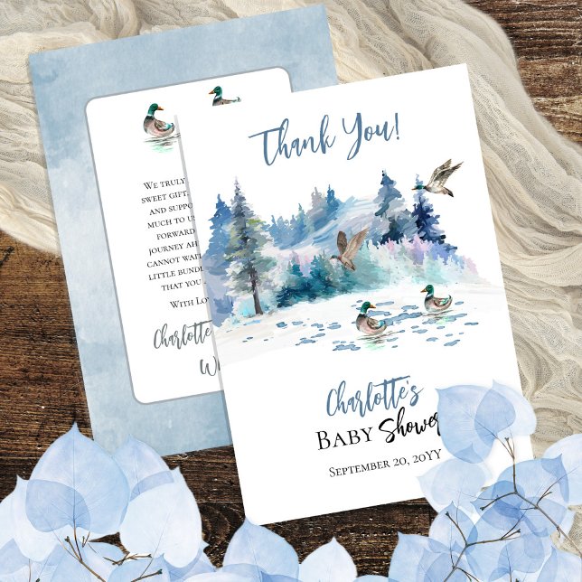 Ducks Woodland Forest Nature Boy Baby Shower Thank You Card (Creator Uploaded)