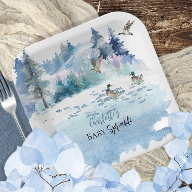 Ducks Woodland Forest Nature Boy Baby Sprinkle Paper Plate (Creator Uploaded)